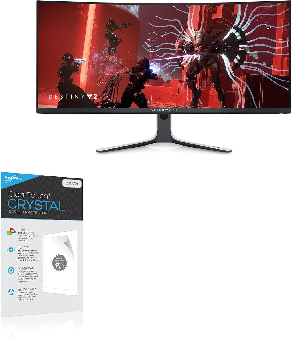 BoxWave Screen Protector Compatible with Alienware Curved PC Gaming Monitor AW3423DW (34 in) - ClearTouch Crystal (2-Pack), HD Film Skin - Shields from Scratches