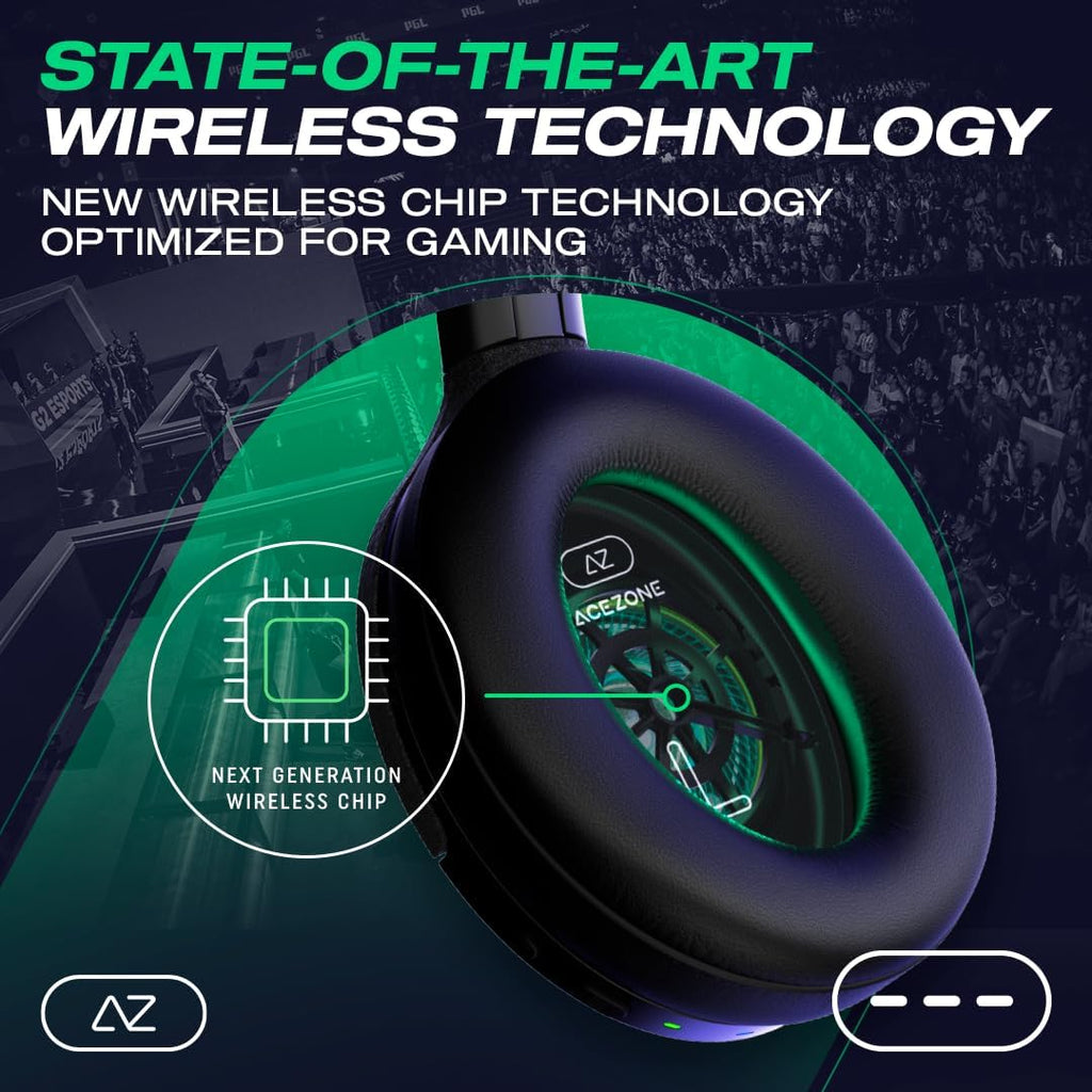 ACEZONE A-Spire Wireless Gaming Headset, Tournament-Grade Hybrid ANC, Ultra-Low Latency, Flip-to-Mute Mic, App EQ, 35+ Hr Battery, 270g, 2.4GH, BT, USB-C, 3.5mm, for PC, MacOS PS4/PS5, Switch, Mobile