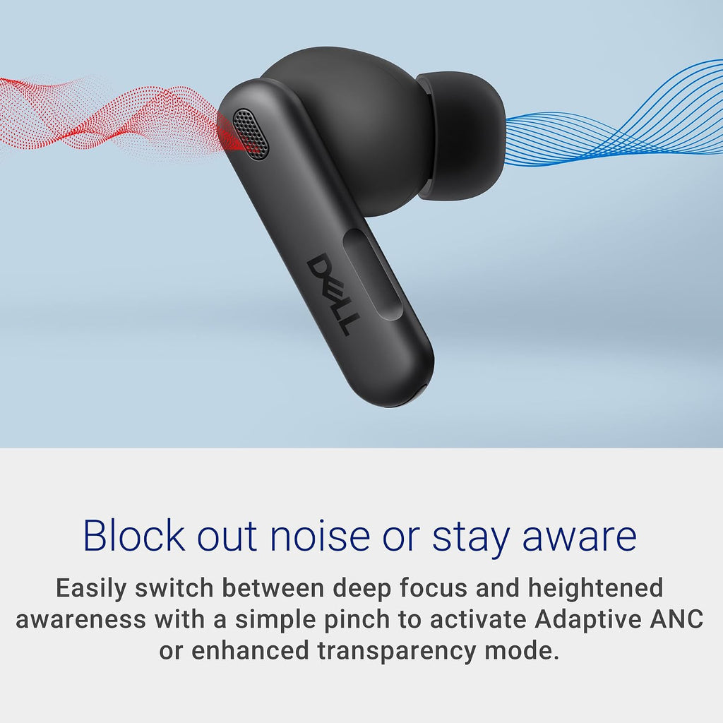 Dell Pro Plus Earbuds - EB525 - True Wireless, Bluetooth 5.3, AI-Based Noise-Cancelling mic, Adaptive ANC, Ear tip Sizes (XS, S, M, L)