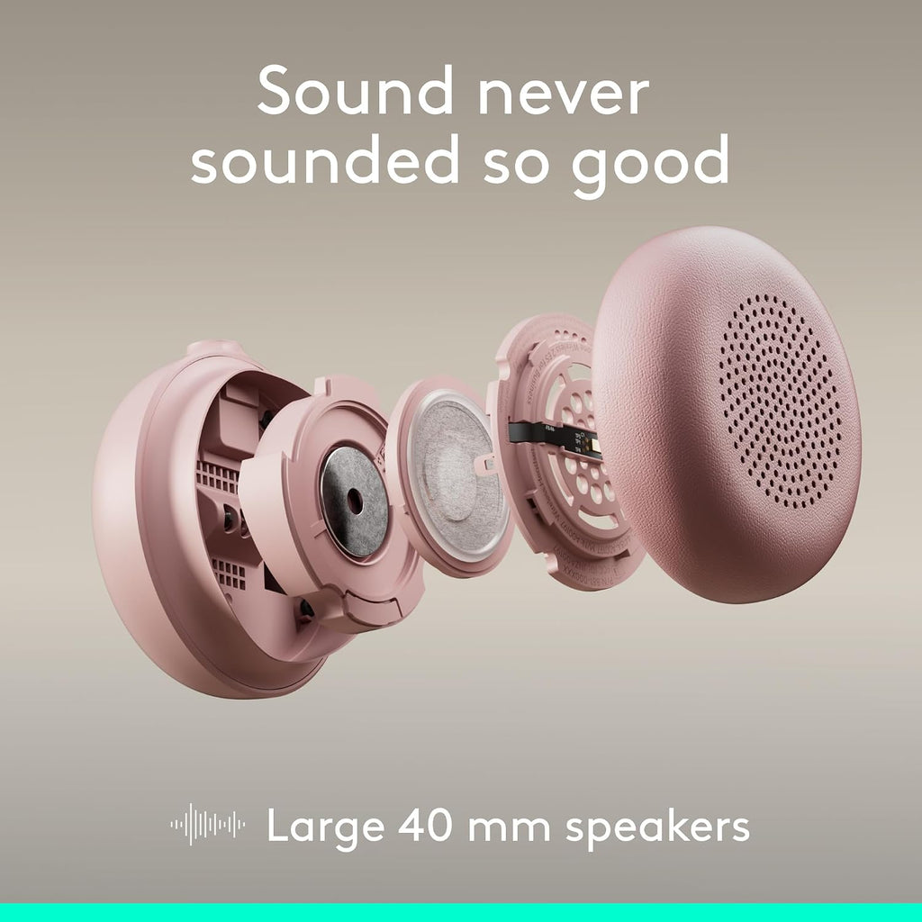 Logitech Zone Wired 2 - Noise-Canceling Headset with Adaptive Hybrid ANC, USB-C with USB-A Adapter - Rose