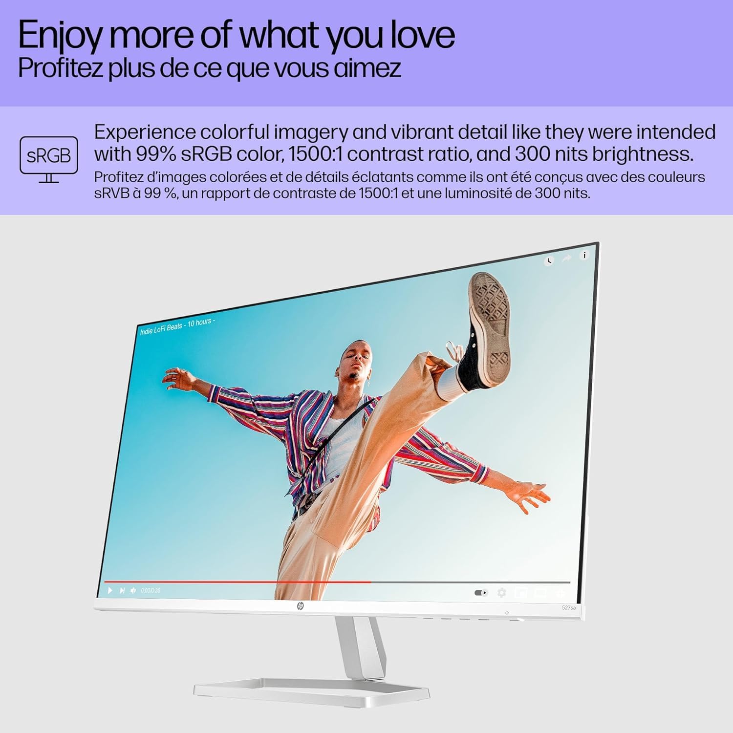HP Series 5 27 Inch Computer Monitor IPS Full HD 300 nits 100Hz 5ms Integrated Speakers HDMI Port Audio Jack Anti-Glare Adjustable Tilt PC Screen Desktop Monitor, 527sa 94F48AA (Renewed)