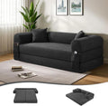 80' Convertible Sofa Bed, 3-in-1 Corduroy Folding Pull Out Couch with Pillows, No Assembly Modern Boneless Couch Compression Sofa in Box, Floor Sofa with Side Storage Pocket for Living Room,Dark Grey