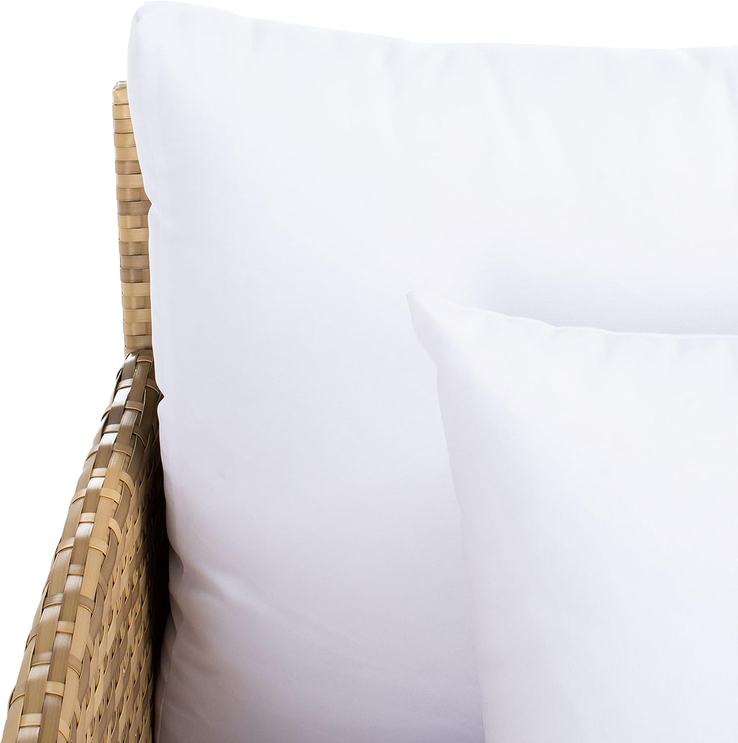 SAFAVIEH Outdoor - Cadeo Daybed - Natural & White - Steel Frame with Cushion - Deep-Seat Resort Design with Pillows - Ideal for Patio, Deck, Poolside, Backyard (PAT7500D)