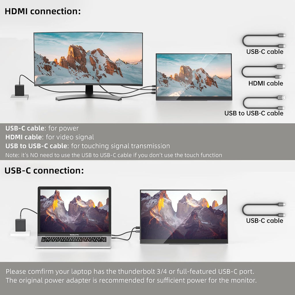 Upperizon Portable Monitor 15.6 inch 4K UHD 3840X2160 100000:1 100% DCI-P3 60Hz OLED Touchscreen HDR HDMI USB-C Travel Monitor for Laptop MacBook PC Surface PS5 Xbox, External Display with Kickstand