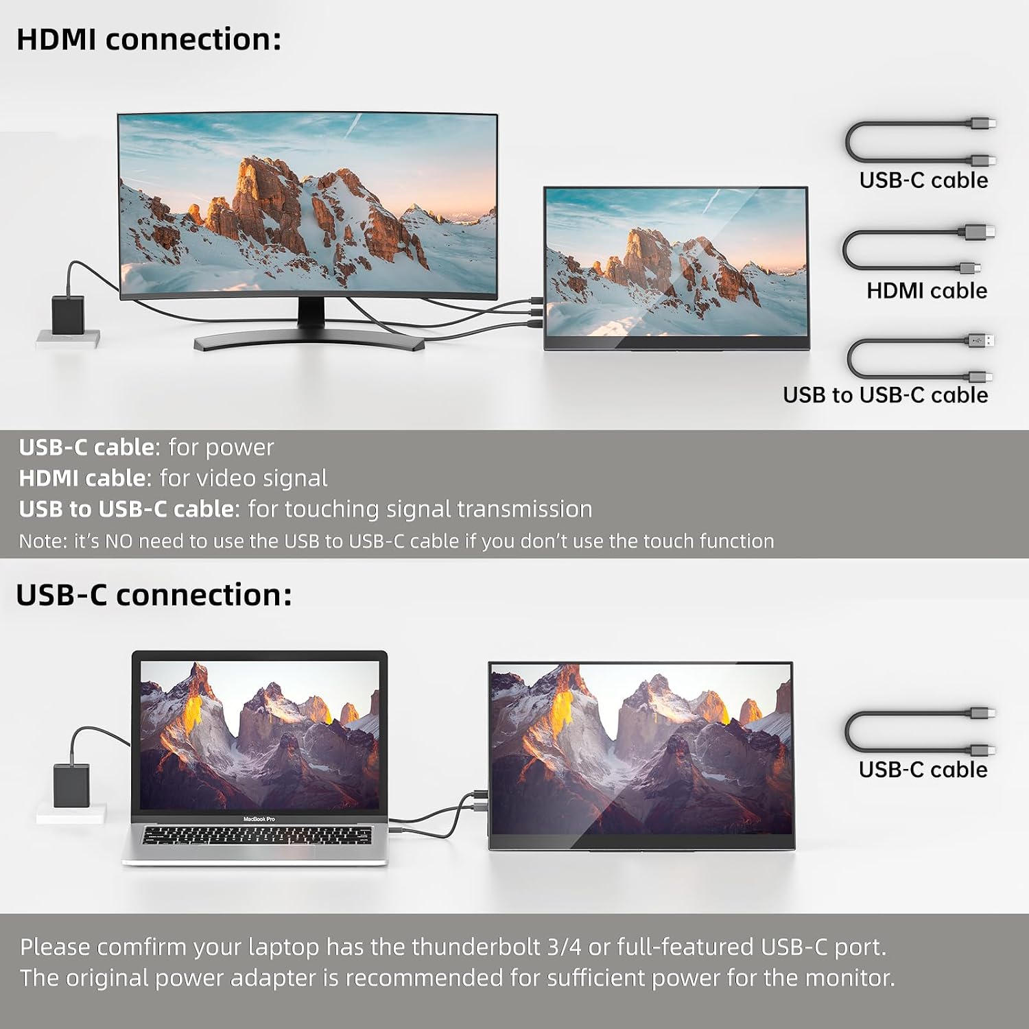 Upperizon Portable Monitor 15.6 inch 4K UHD 3840X2160 100000:1 100% DCI-P3 60Hz OLED Touchscreen HDR HDMI USB-C Travel Monitor for Laptop MacBook PC Surface PS5 Xbox, External Display with Kickstand