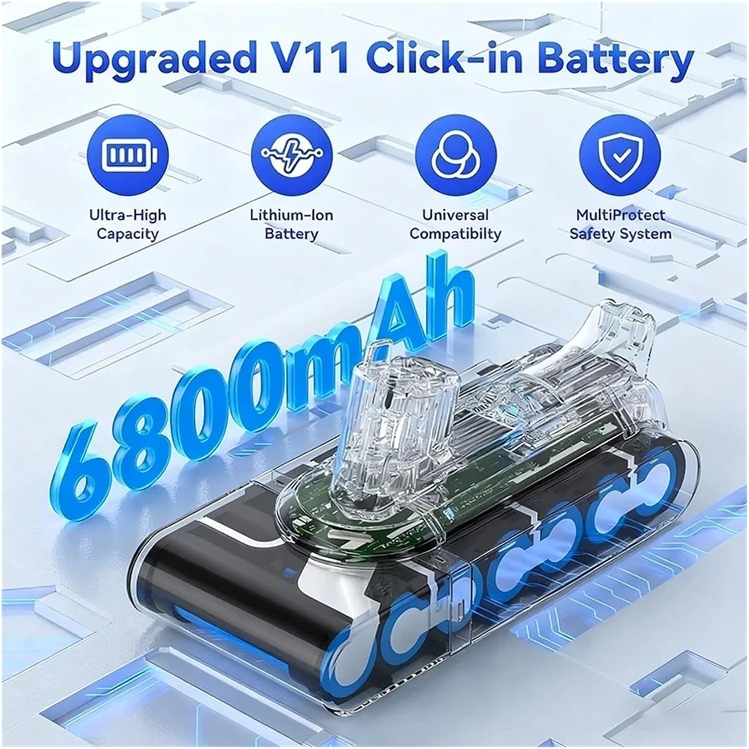 Replacement Battery Buckle Version, Compatible with Dyson V11 SV15 SV16 SV17 SV18 SV22 Vacuum Cleaner(V11-9800mAh-2PCS)