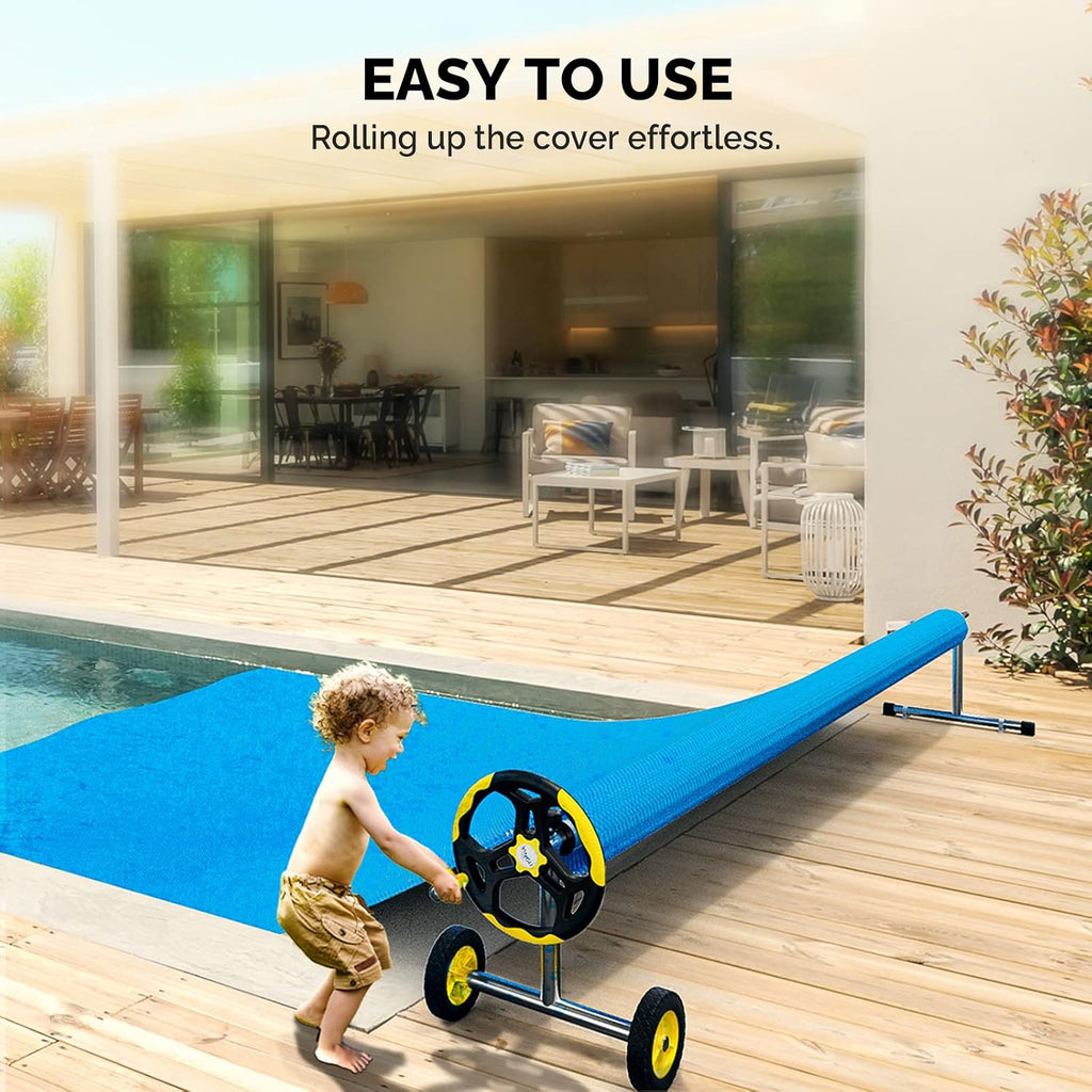 VINGLI Pool Cover Reel Set Solar Pool Cover Reel for Inground Swimming Pool, Aluminum Solar Swimming Inground Cover Blanket Reel (Upgrade) (18 FT)