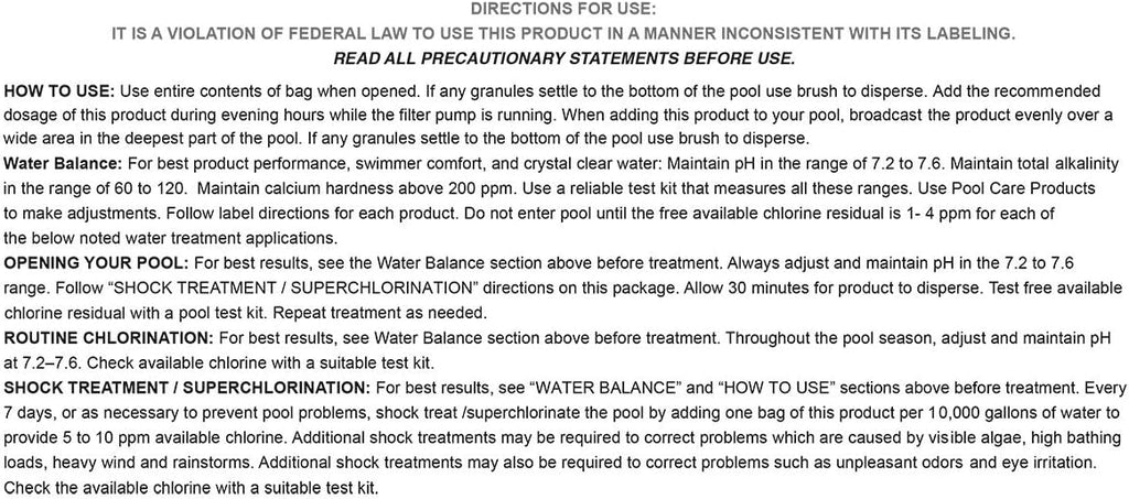 Drytec 1-1901-24 Calcium Hypochlorite Chlorine Shock Treatment for Swimming Pools, 1-Pound, 24-Pack