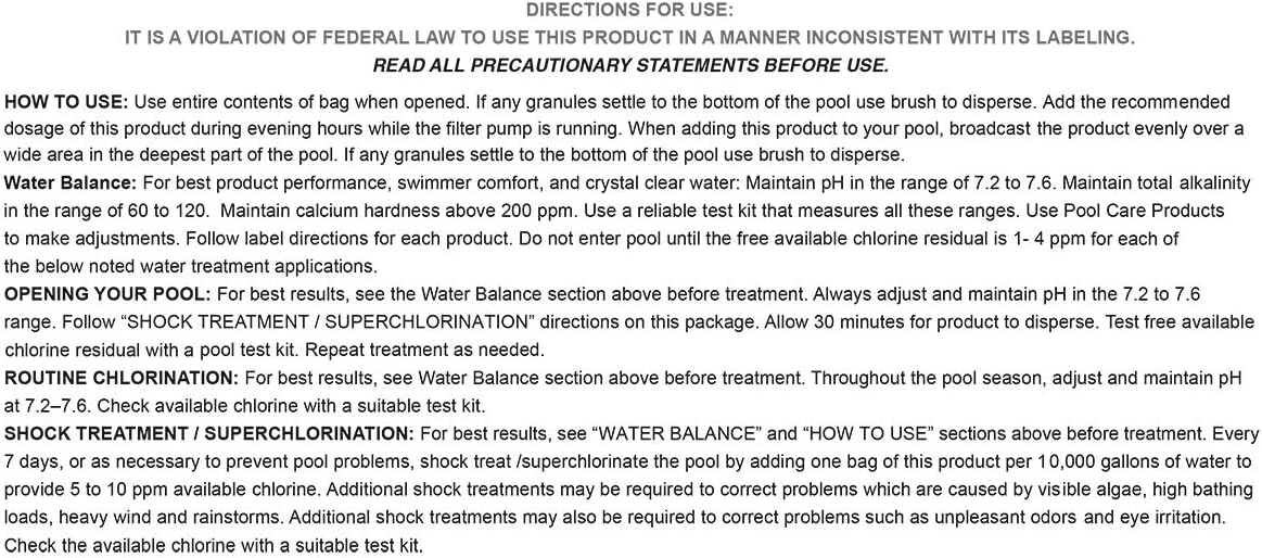 Drytec 1-1901-24 Calcium Hypochlorite Chlorine Shock Treatment for Swimming Pools, 1-Pound, 24-Pack