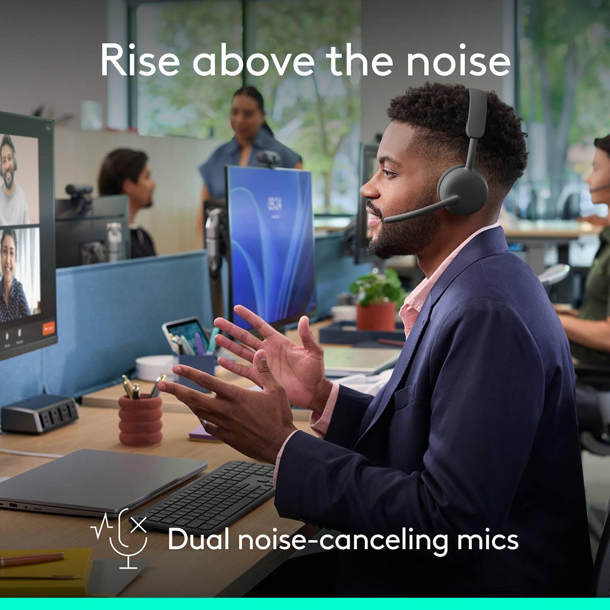 Logitech Zone Wireless 2 ES for Business - Noise-Canceling Wireless Headset with Adaptive Hybrid ANC, Native Bluetooth, Microsoft Teams Certified - Graphite
