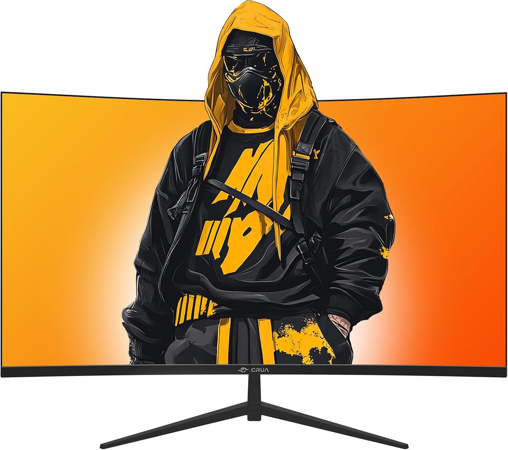 CRUA 32' Curved Gaming Monitor, 2K QHD 2560x1440, 144Hz/165Hz VA Display, 1800R Screen, 120% sRGB, AMD FreeSync, Low Blue Light, HDMI& DP, Wall Mountable PC Monitor for Gaming, Streaming & Work- Black