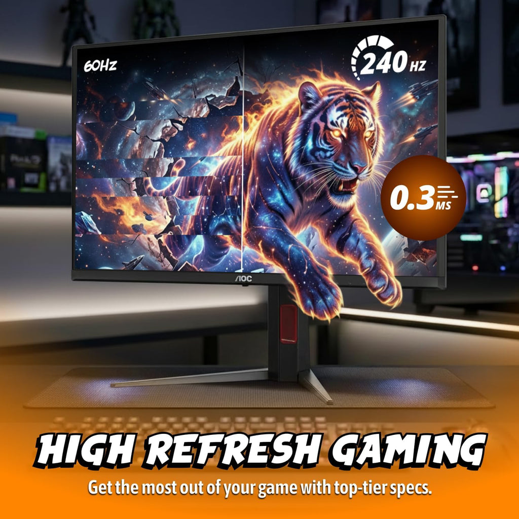 AOC 27 Inch OLED Gaming Monitor (QD-OLED), 1440p QHD 2560x1440, 240Hz, 0.03ms, HDMI 2.1, G-SYNC Compatible, HDR True Black, Height Adjustable Stand, USB Hub, Q27GAZDV