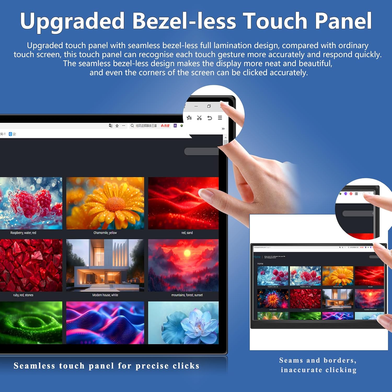 Portable Touchscreen Monitor, 16 Inch 1920X1200P Monitor IPS Touch Screen Monitor with USB C HDMI Port, 300cd/m², External Monitor for Laptop PC Phones Computer Ras Pi