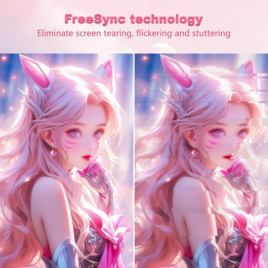 FYHXele FY27QHP Pink Monitor 27 Inch Curved Gaming 165Hz - Support 144Hz 1800R 1ms QHD 2560 x 1440P VA Screen, Built-in Speakers, AMD Free-Sync, HDMI, DP, USB, AUX, Tilt Adjustable