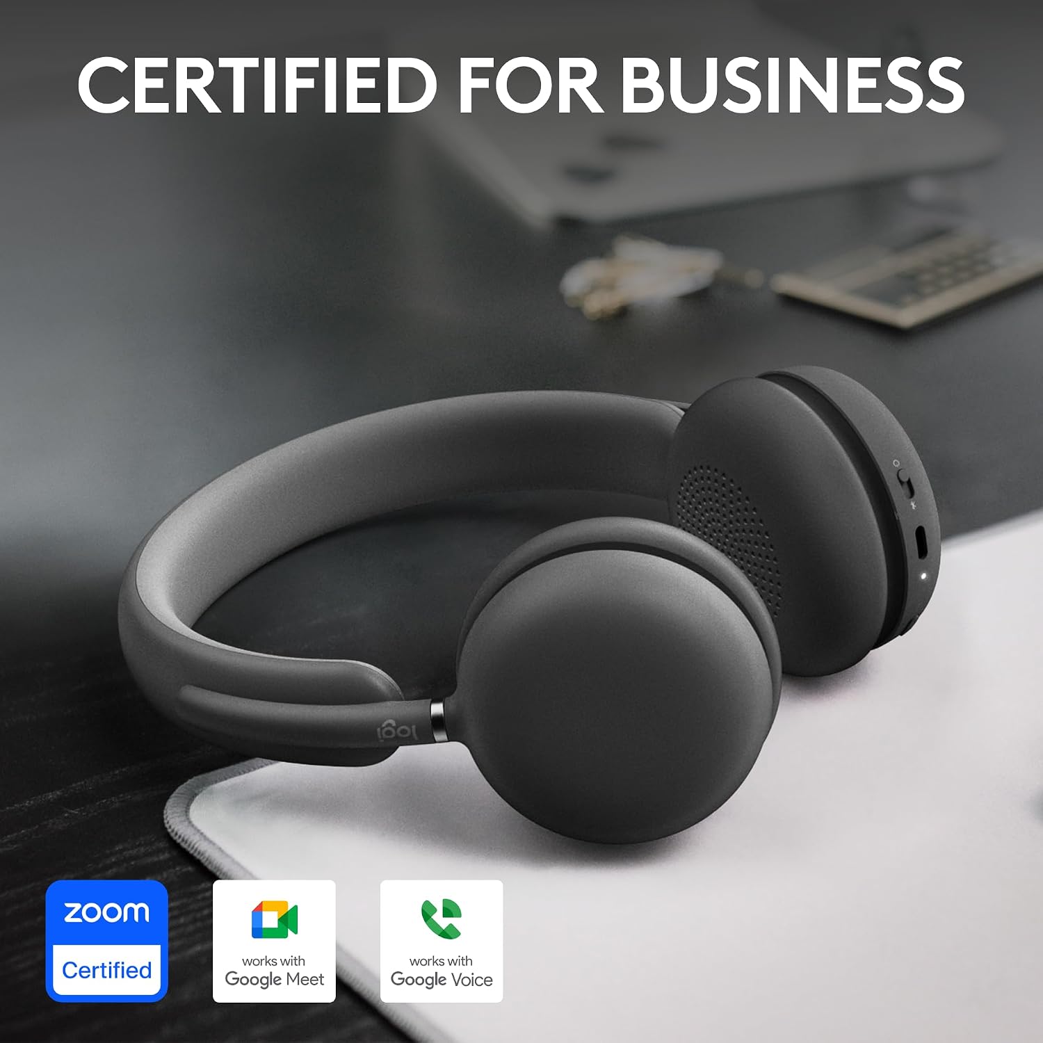 Logitech Zone Wireless 2 Premium Noise Canceling Headset with Hybrid ANC, Bluetooth, USB-C, USB-A, Certified for Zoom, Google Meet, Google Voice, Fast Pair, Engineered for Intel Evo laptops, Graphite