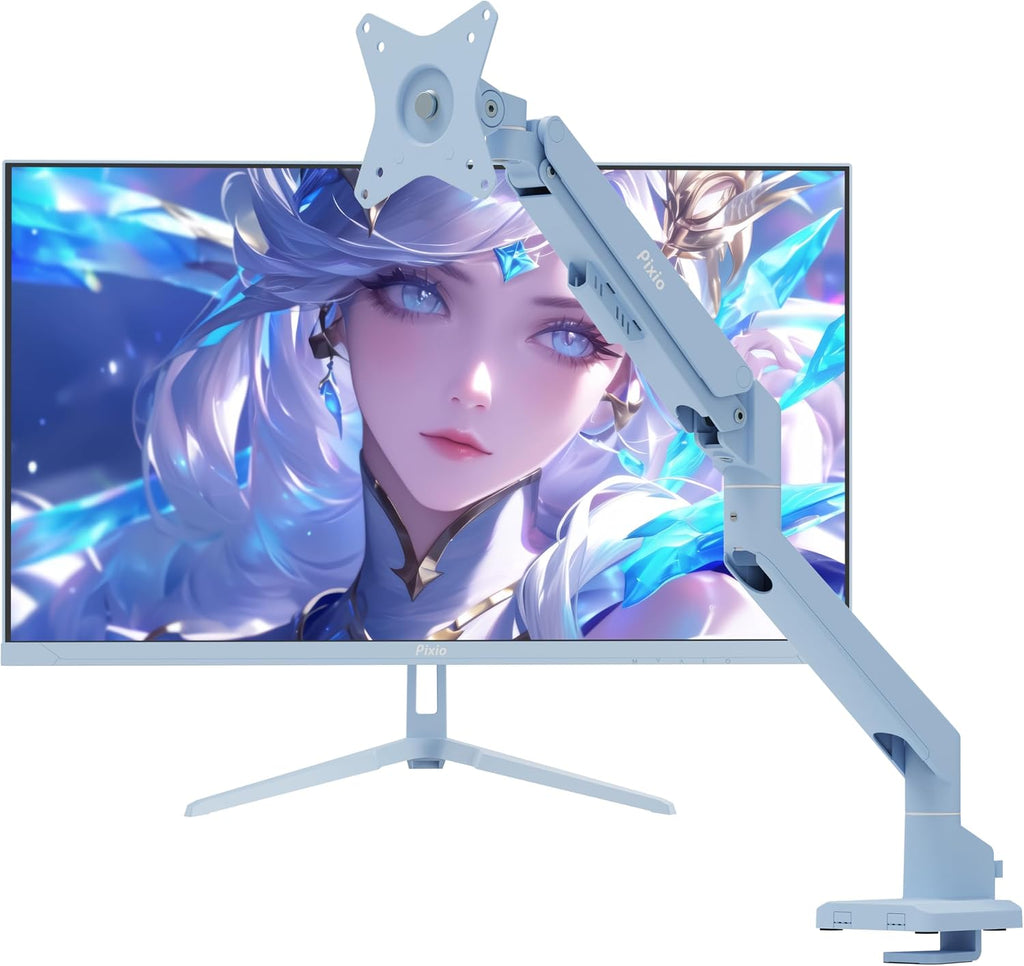 Pixio PX279 Wave Blue 27 inch 240Hz Refresh Rate FHD 1080p Resolution Fast IPS Panel 1ms GTG Resonse Time Gaming Monitor and PS1S Wave Blue Single Monitor Arm - Fits up to 32 inches and 19.8lbs