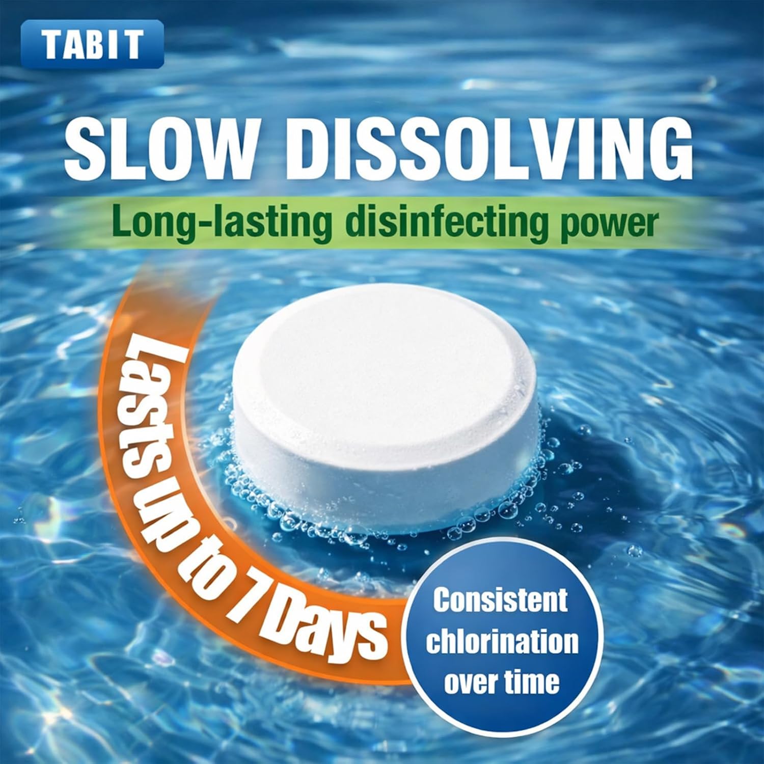 TABIT 120 lbs Chlorine Tablets 3 Inch for Swimming Pools – Slow Dissolving & Long Lasting – 99% Available Chlorine Tri-Chlor – Kills Bacteria & Stops Algae – 3 x 40 lb Buckets