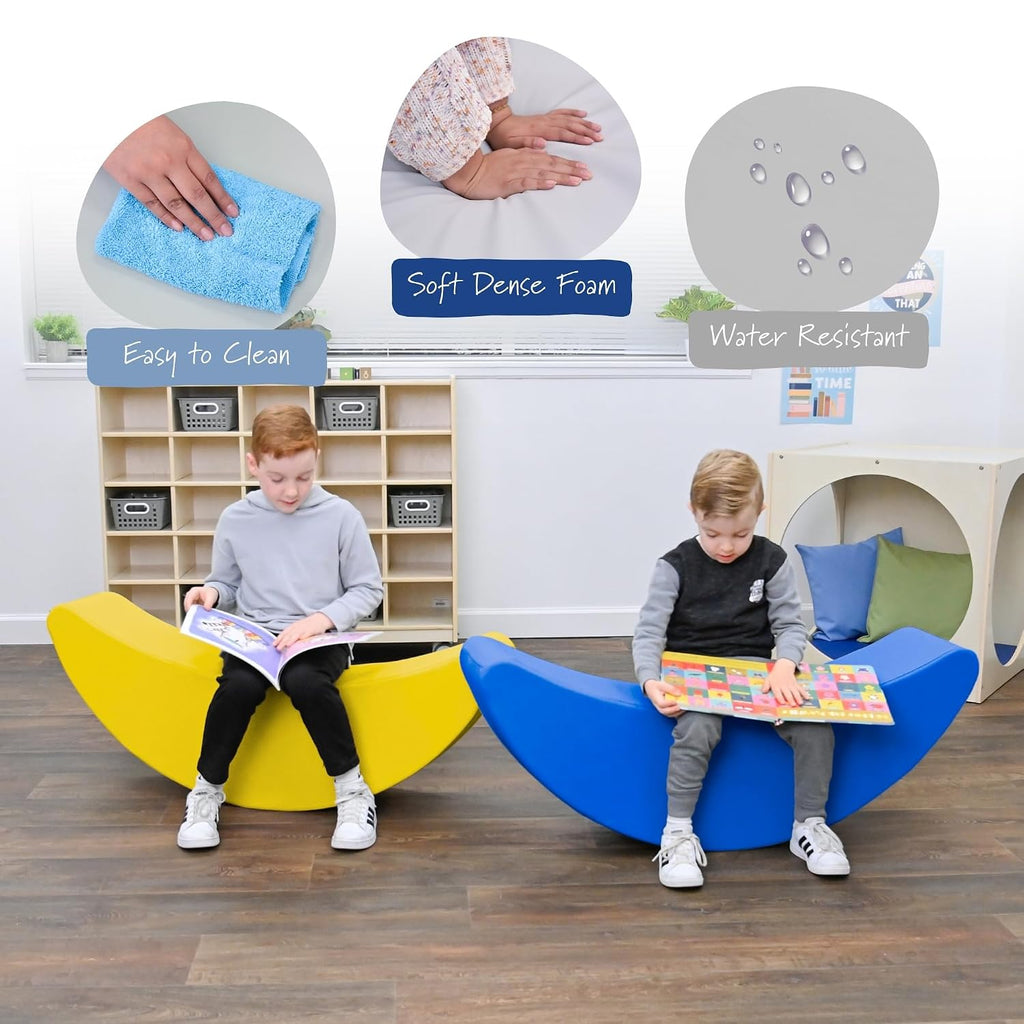 Children's Factory Happy Rocker, Flexible Classroom Seating, Active Seating for Young Learners, Banana Chairs for Kids, Yellow