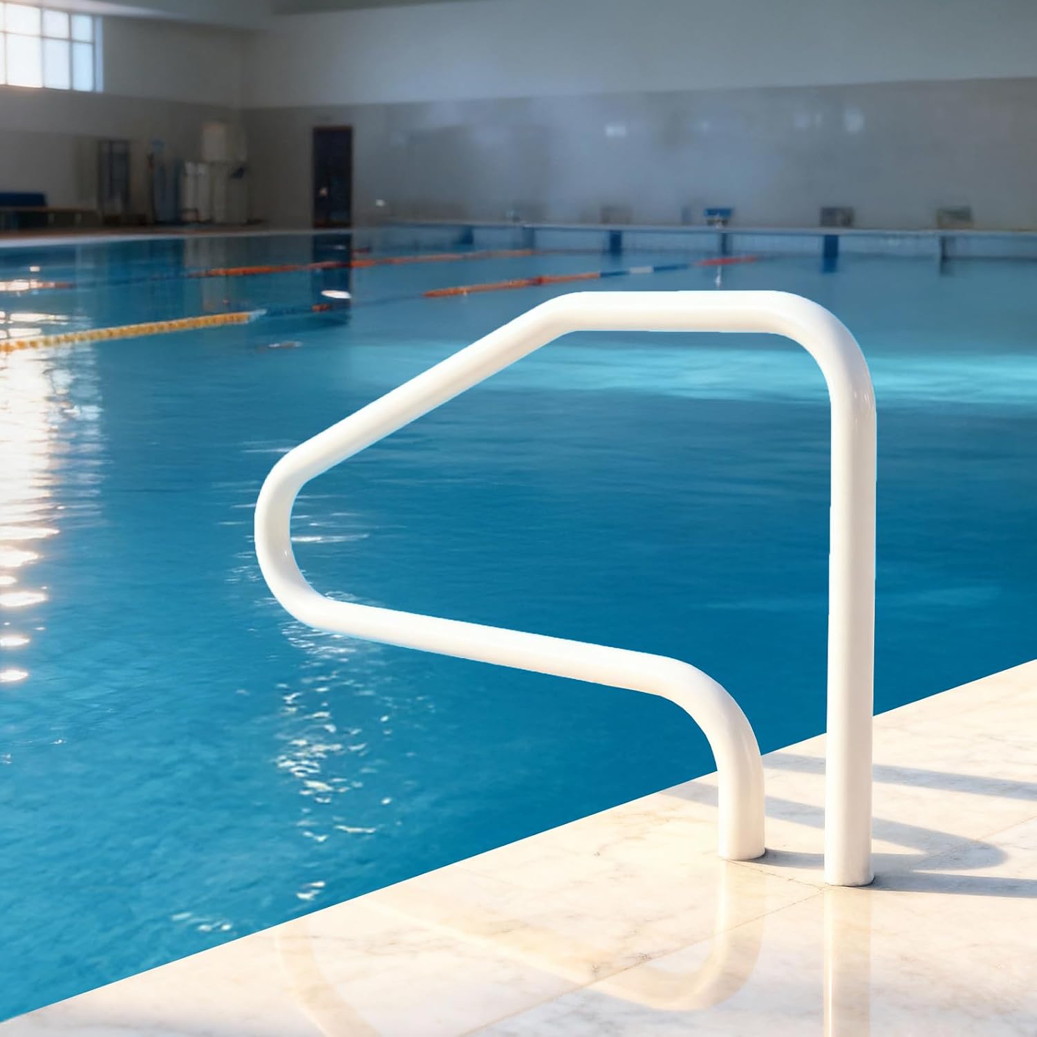 VEVOR Pool Rail, 48 x 32 inch Pool Handrail, 220 lbs Load Capacity Heavy Duty Stainless Steel Swimming Handrail, Seamless Welding, Recessed or Base Mount, for Poolside, Water Parks, Spa Centers