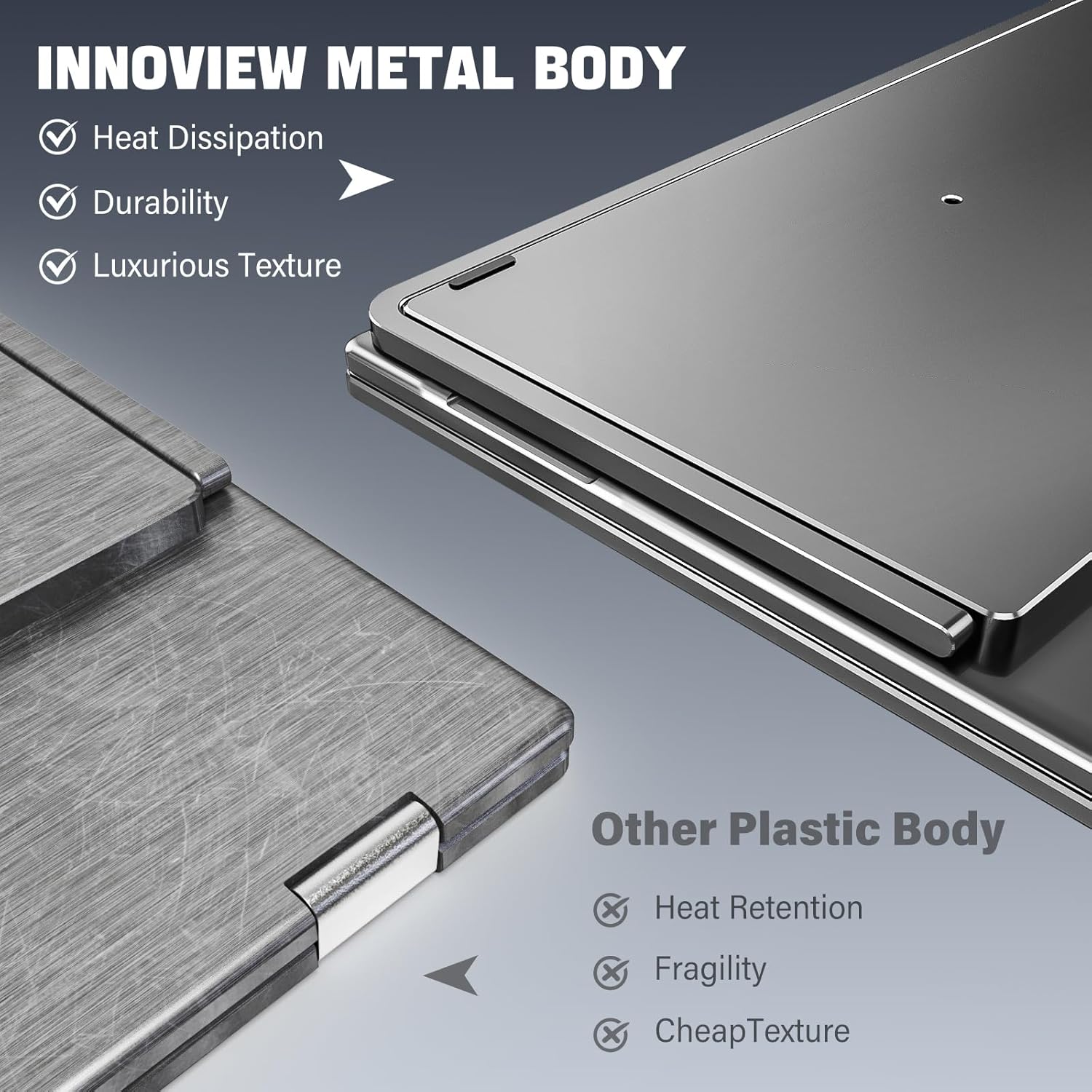 InnoView 18.5' Dual Portable Monitor 100Hz 2K 2560x1600P 100% sRGB Foldable & Stackable Design with 315° Screen Adjustment | DP/USB-C/HDMI, Second Monitor for Laptop, Mac, Windows