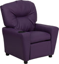 Flash Furniture Chandler Vinyl Kids Recliner with Cup Holder and Safety Recline, Contemporary Reclining Chair for Kids, Supports up to 90 lbs., Purple