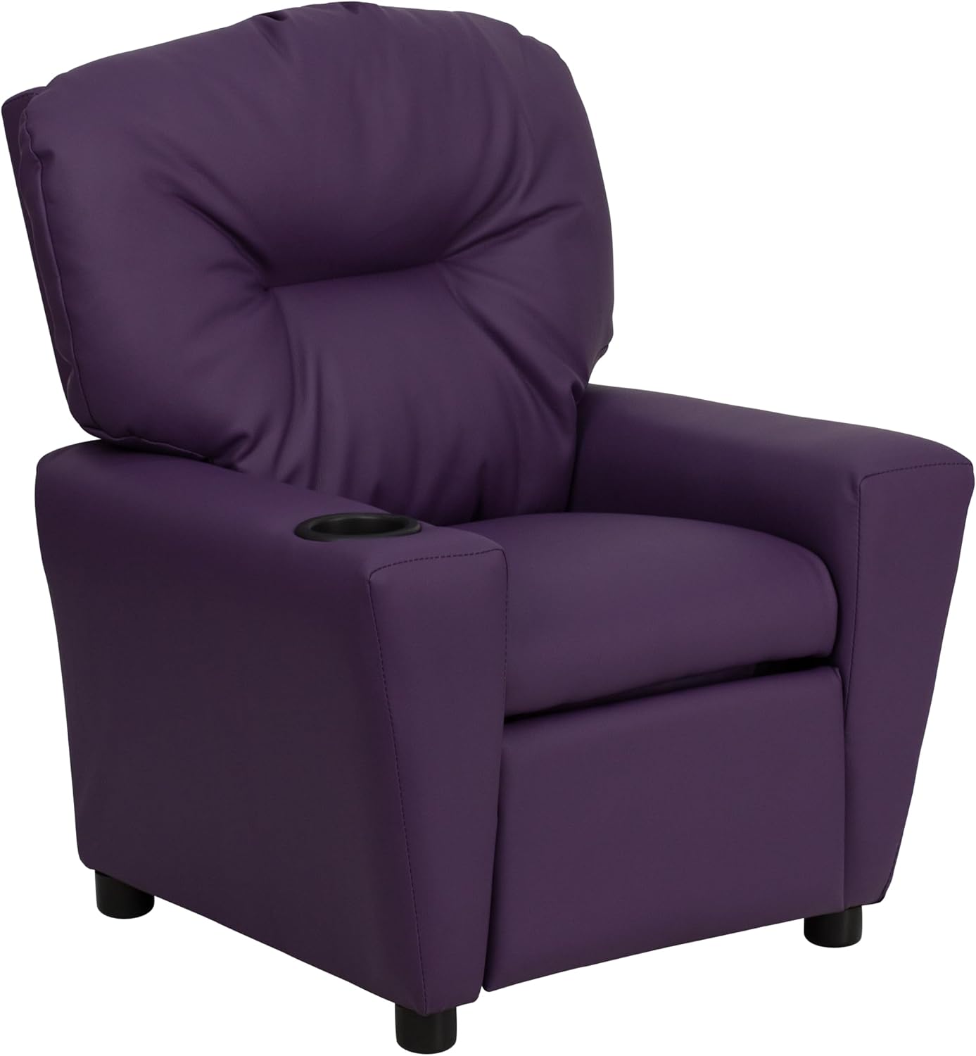 Flash Furniture Chandler Vinyl Kids Recliner with Cup Holder and Safety Recline, Contemporary Reclining Chair for Kids, Supports up to 90 lbs., Purple