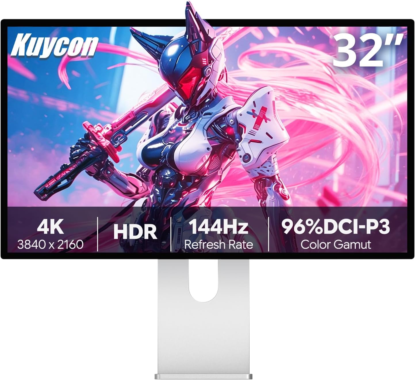 P32K 32'' UHD (3840 x 2160) 4K 144Hz Glossy Monitor, IPS Panel, 10-Bit Color, 99% sRGB, 96% DCI-P3, 5ms, HDR, Low Blue Light, Eye Care (Honeycomb - with Stand)