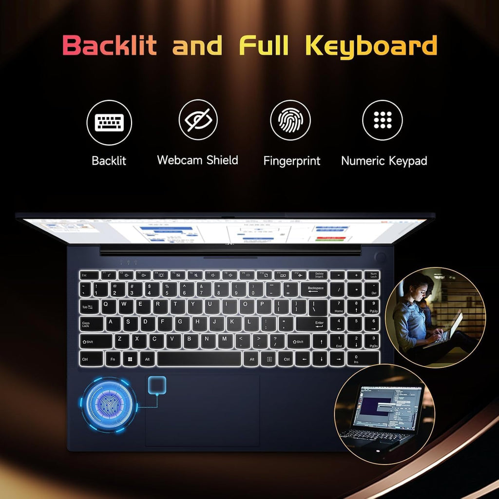 NIMO 15.6' IPS FHD-Laptop-Computer, Intel Pentium Quad Core N100 4GB RAM 128GB SSD (Beat i3-1115G4, Up to 3.4GHz) Backlit Keyboard Fingerprint Type-C WiFi 6 BT5.2, for Student and Home (Renewed)