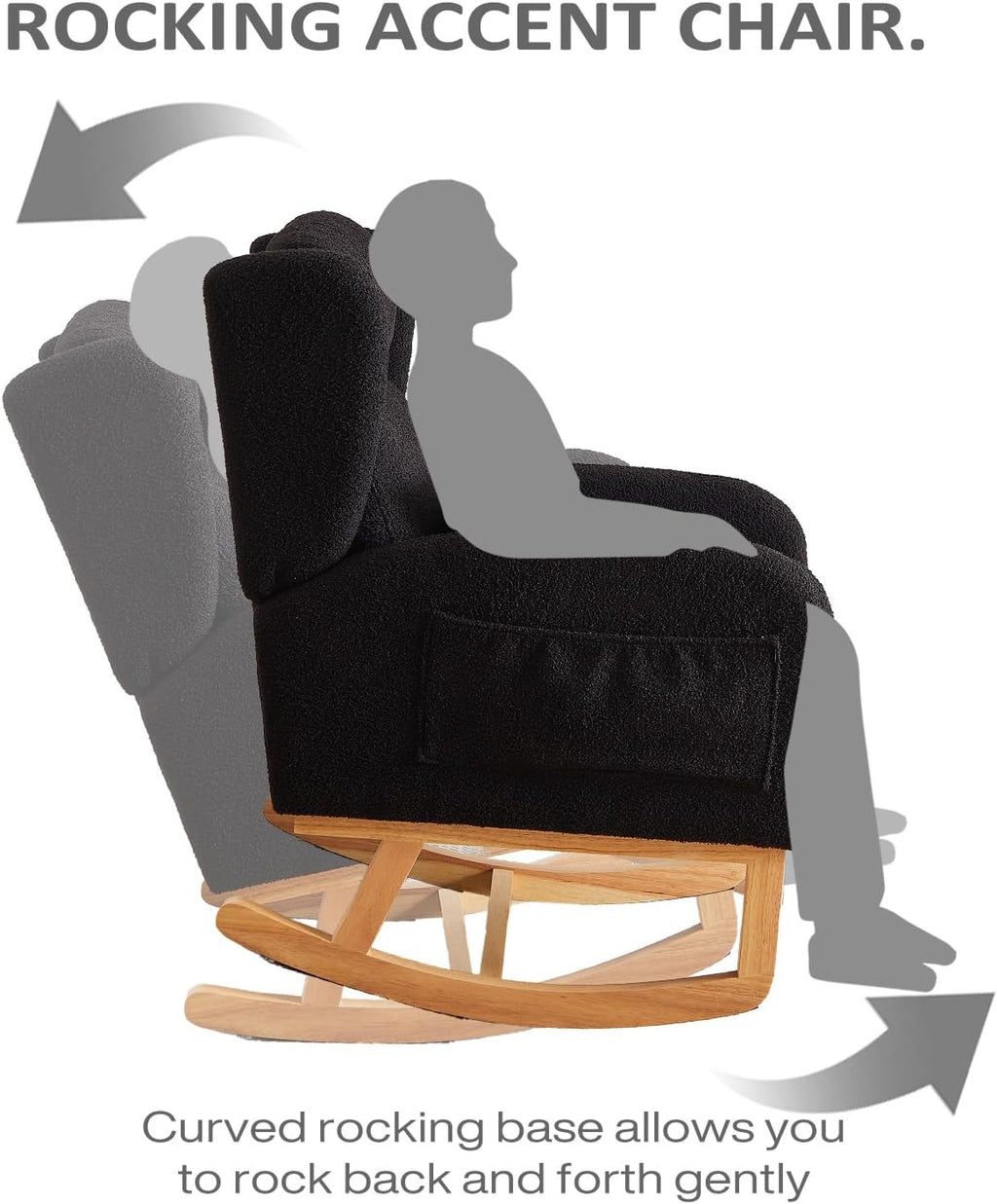 MYFUNSHOP Nursery Rocking Chair Glider – Classic Rocker with Comfortable Cushioning & Smooth Motion for Bedroom