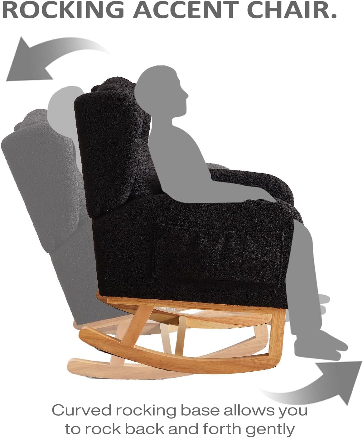 MYFUNSHOP Nursery Rocking Chair Glider – Classic Rocker with Comfortable Cushioning & Smooth Motion for Bedroom