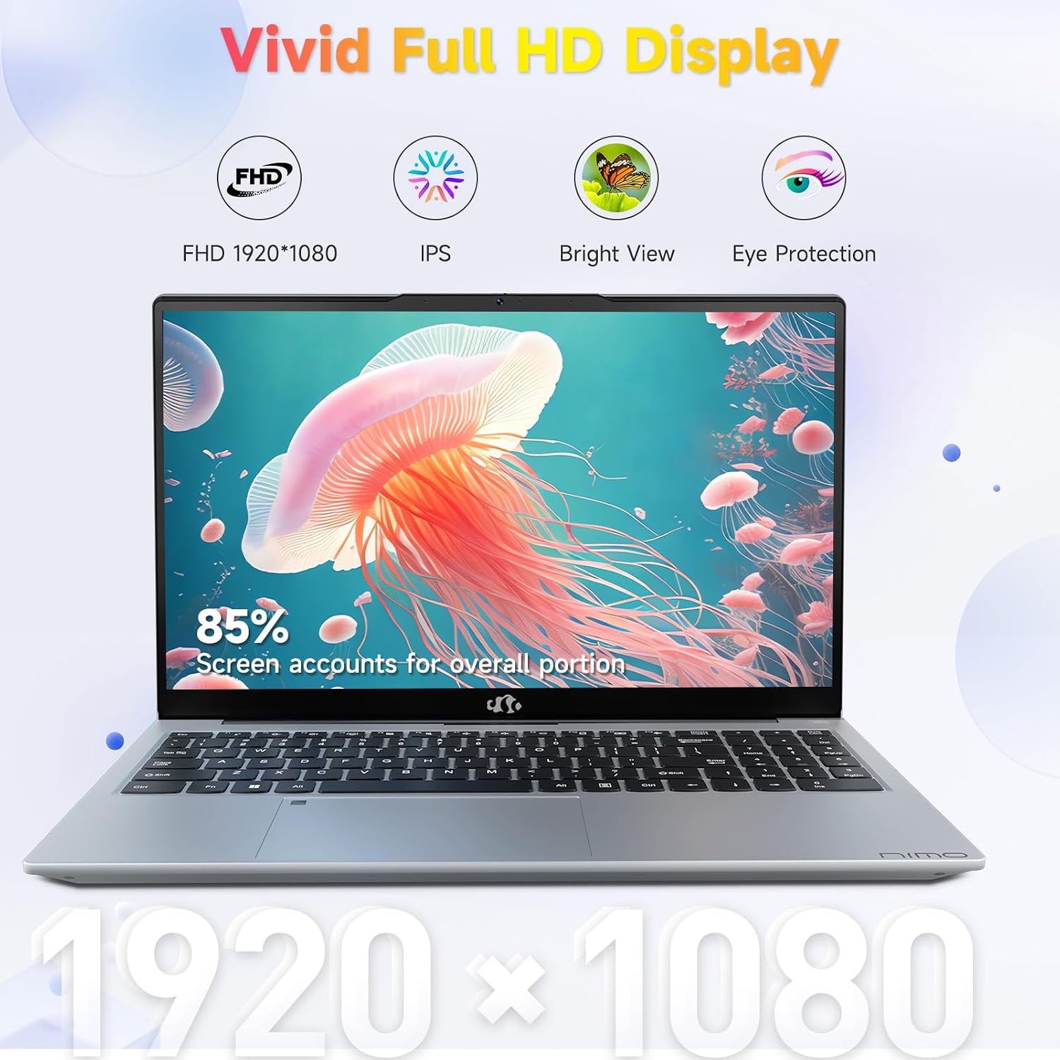 NIMO 15.6 FHD-Laptop,IPS Business Computer,32GB RAM 2TB SSD 6 Cores 12th Intel i3-1215U(up to 3.4 GHz) 65W Type C Laptop-Computer with Backlit Keyboard Fingerprint WiFi6 Win 11