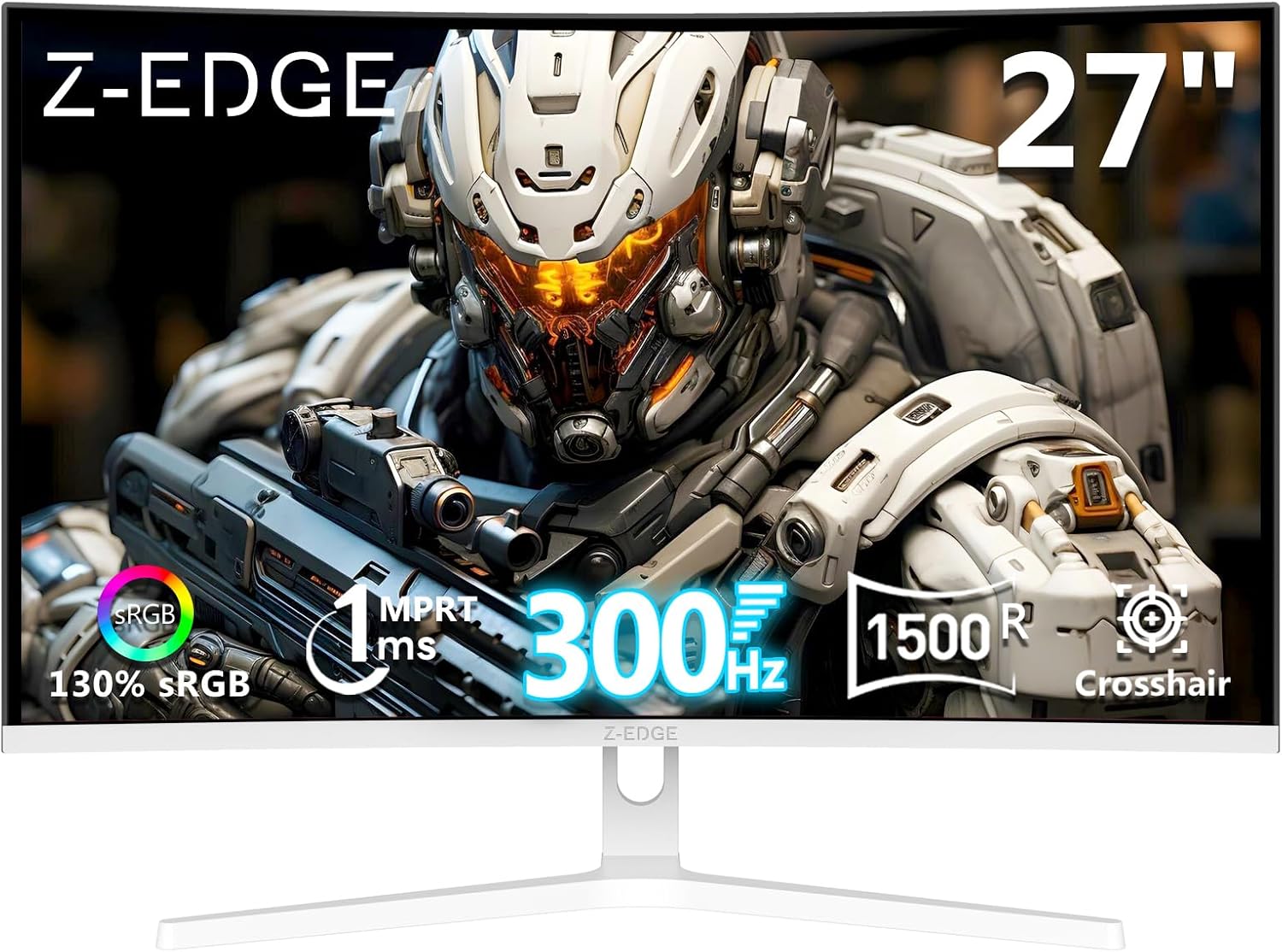 Z Z-EDGE 27 inch Curved Gaming Monitor, FHD 1080P 300Hz 240Hz Computer Monitor, Ultra-Fast MPRT 1ms Curved Monitor, 1500R, 16.7M Colors, UG27H Frameless Bezel, 2X DP 1.4 Ports and 2X HDMI 2.0 Ports