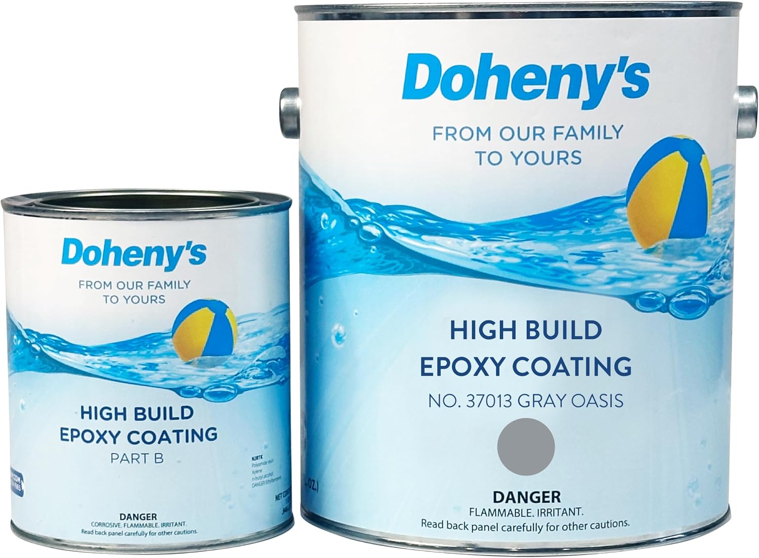 Doheny's Pro-Grade High Build Self-Priming Epoxy Swimming Pool Paint | Formulated for Excellent Stain, Chemical, and Abrasion Resistance | VOC Compliant (Gray Oasis)