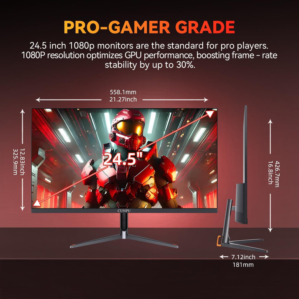 CUNPU 24 Inch 240Hz Gaming Monitor, 1080p FHD, Fast VA Panel, 1ms Adaptive Sync, Ultra Slim Frame, 16.7M Colors, sRGB 100%, HDMI 2.1 & DP 1.4, VESA, Eye Care, for PS5, Xbox, Gaming Computer Monitor
