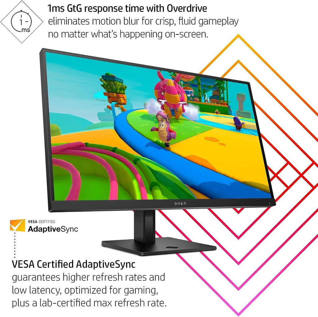 HP OMEN 27q 27 inch QHD Gaming Monitor 165Hz IPS 1ms AMD Freesync Premium Console Compatible DisplayPort Dual HDMI VESA Mountable for Laptop Computer PS5 Xbox Desk Setup, Black (Renewed)