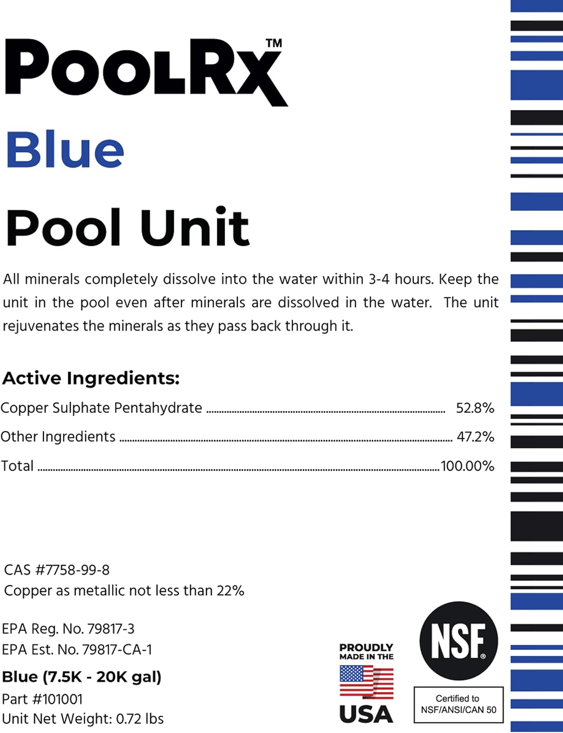 PoolRx 101003 4-Pack Blue Units Swimming Pool Algaecide, 4 Pack
