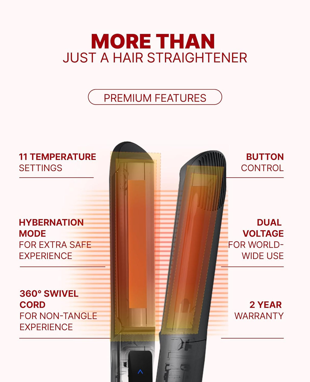 GLAMPALM Classic Volumizing 1' | Ceramic Flat Iron Infused with Vita-C, Curved Plates for Volume & Curl, Korean No.1 Hair straighteners for Women Dual Voltage, Root Volume Iron | GP202