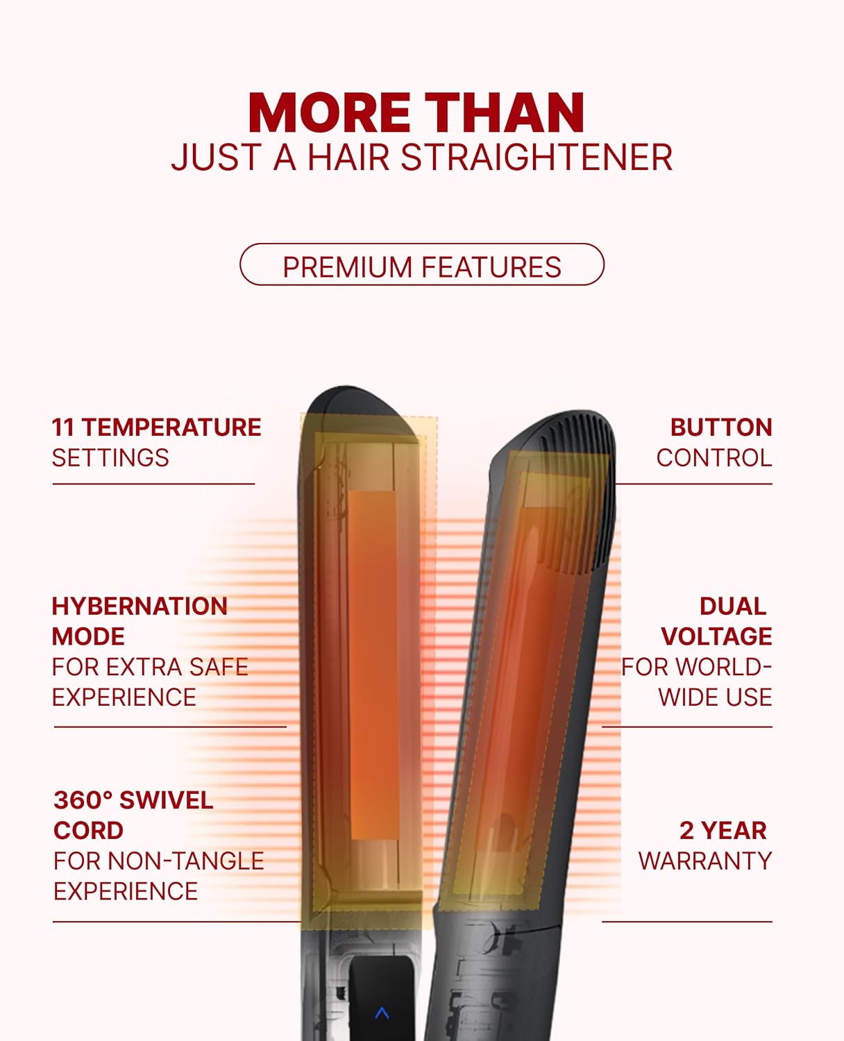 GLAMPALM Classic Volumizing 1' | Ceramic Flat Iron Infused with Vita-C, Curved Plates for Volume & Curl, Korean No.1 Hair straighteners for Women Dual Voltage, Root Volume Iron | GP202