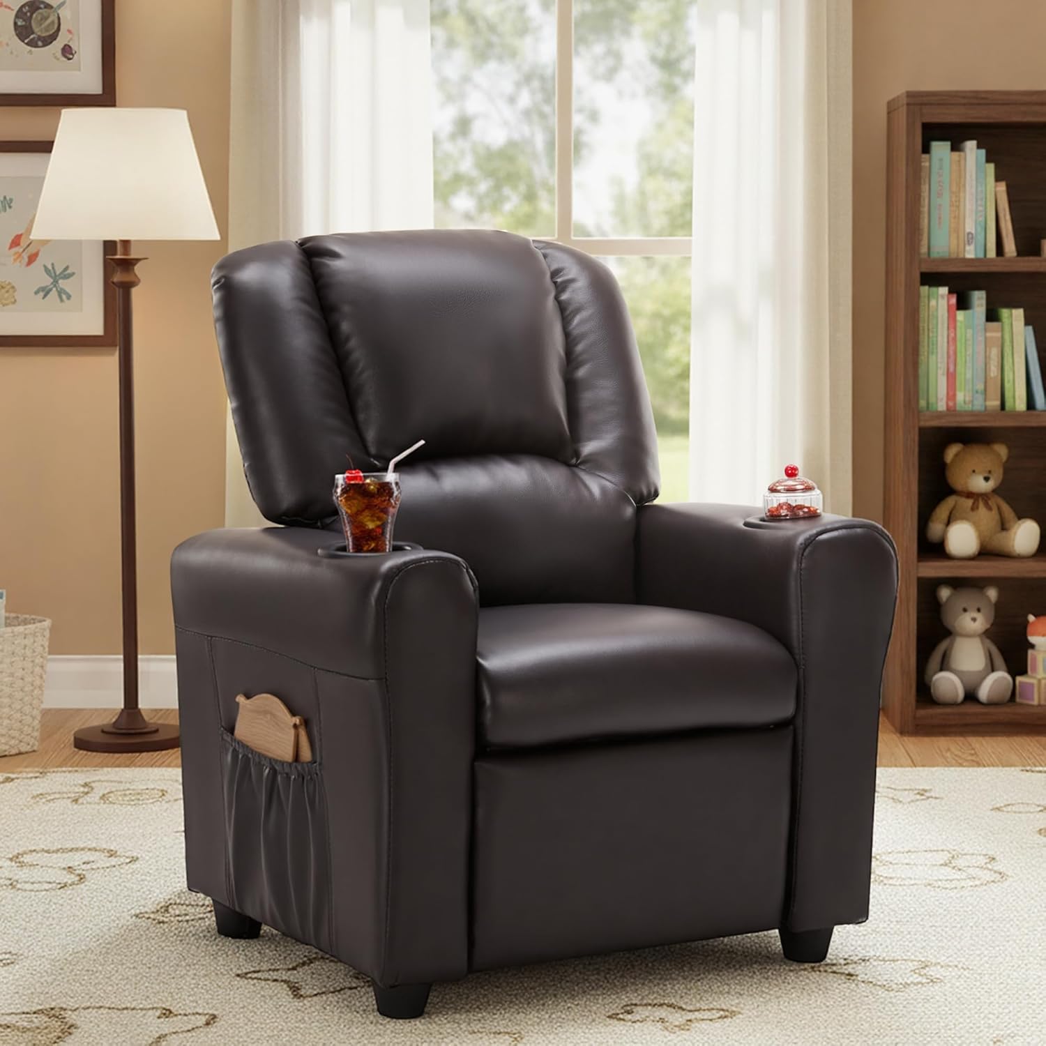 Candy Kids Reclining Chair Leather Recliner Sofa Push Back Toddler Youth Children Child Ages 1-6