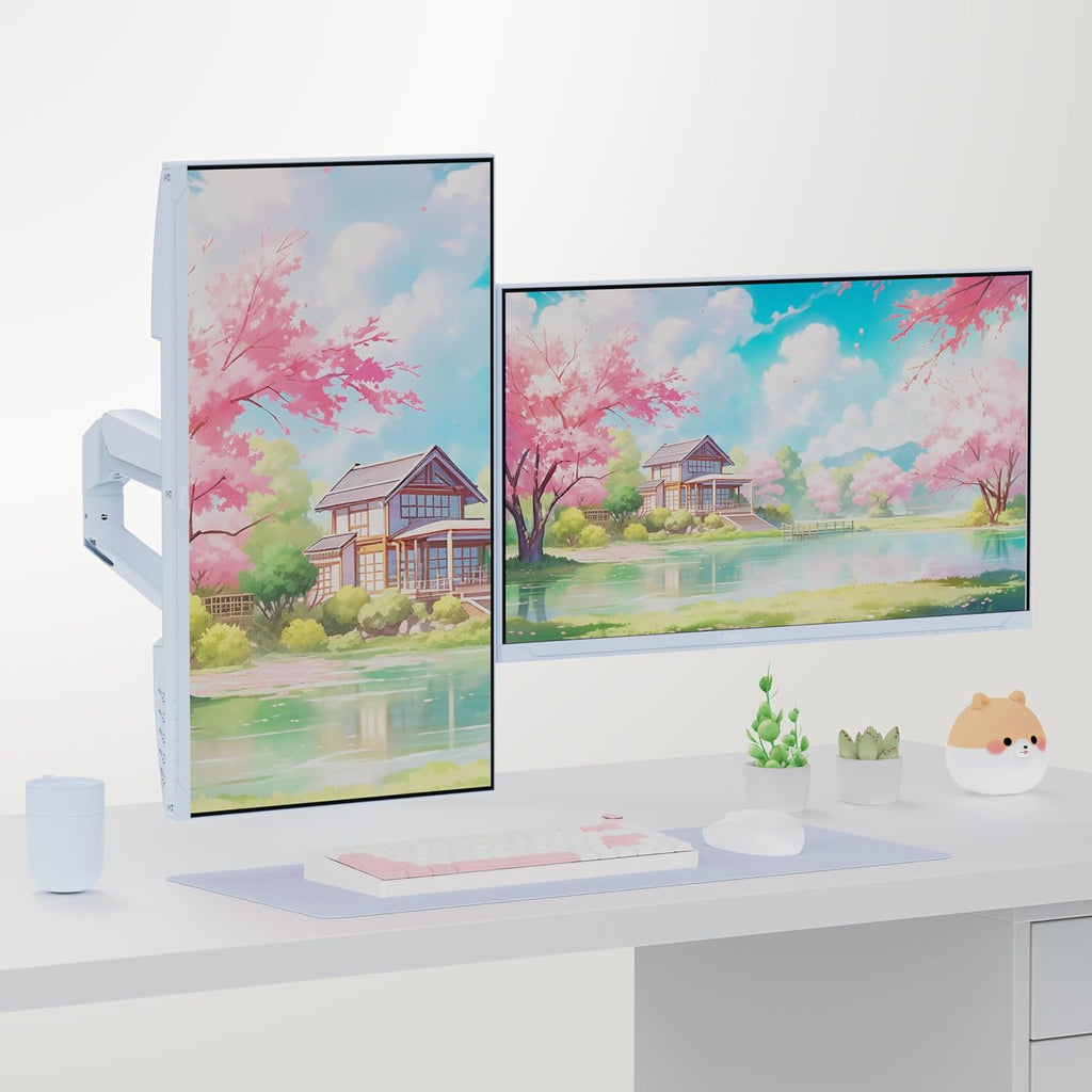 Pixio Two PX275 Wave Blue 27 inch 100Hz Refresh Rate QHD 1440p Resolution IPS Panel 1ms MPRT Response Time Gaming Monitor and PS1D Wave Blue Dual Monitor Arm - Fits up to 32 inches and 19.8lbs