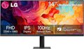 LG 34'' IPS FHD UltraWide Monitor, 100Hz, 5ms, AMD FreeSync, DisplayHDR 400, sRGB 99%, VESA Mount, Reader Mode, Black Stabilizer, HDMI, DisplayPort, Virtually Borderless Design,Tilt Stand, Black