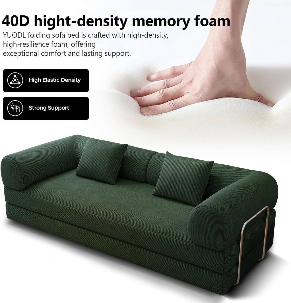 78.8' Modular Sofa Bed - 4-in-1 Convertible Design with Corduroy Fabric and High Density Sponge, Removable Cover and Fixed Frame