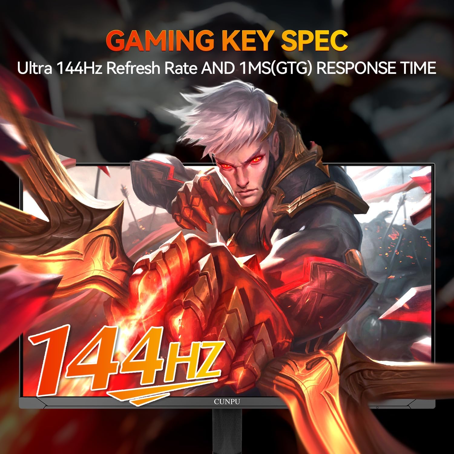 CUNPU 32 Inch 4k Gaming Monitor, 144Hz UHD Fast IPS Panel, 1ms GTG, sRGB 120%,10 Bit, Gsync & FreeSync, Support Xbox PS5 4k 120Hz VRR ALLM, HDMI 2.1,DP 1.4, Height/Vertical Adjustment