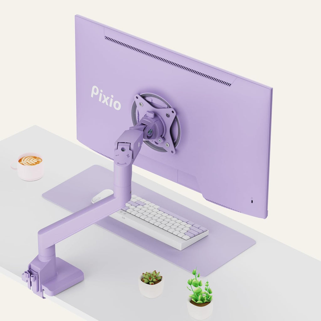 Pixio PX279 Wave Purple 27 inch 240Hz Refresh Rate FHD 1080p Resolution Fast IPS Panel 1ms GTG Resonse Time Gaming Monitor and PS1S Wave Purple Single Monitor Arm