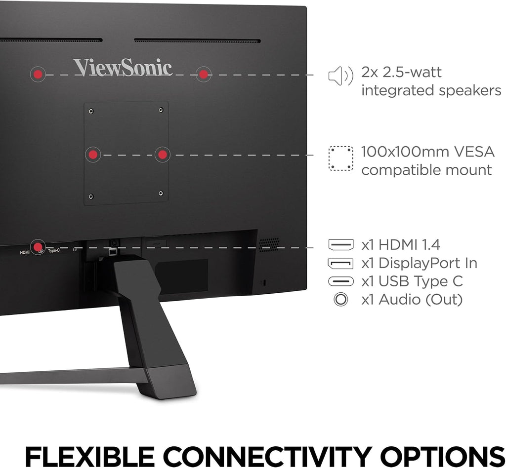 ViewSonic VX2767U-2K 27 Inch 1440p Monitor, IPS Display with 65W USB-C and HDR10 for Ultimate Home Entertainment, Eye Care Technology, Ultra-Thin Bezels, HDMI, and DisplayPort Inputs