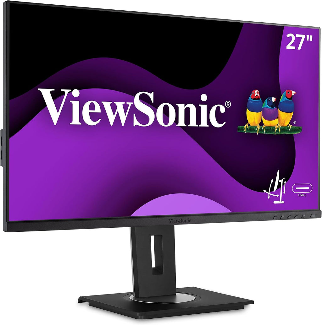 ViewSonic VG2755 27 Inch 1080p Monitor, IPS Display with 60W USB-C for Smooth Home and Office Productivity, Full Ergonomic Adjustability, HDMI, DisplayPort, and VGA Inputs