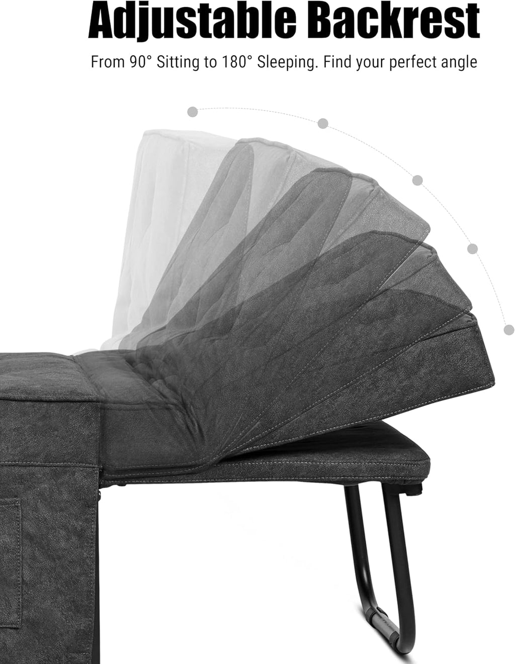 4 in 1 Sleeper Sofa Bed, Foldable Ottoman Sleeper Bed with Adjustable Backrest, Convertible Chair Beds for Small Spaces Living Room Bedroom Apartment Office (Gray, 28'' Width)