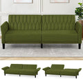 77' Velvet Sofa Bed with Adjustable Armrests and Backrests,Tufted Convertible Futon Couch with Nailhead Trim, Loveseat Modern Velvet Sleeper Sofa for Living Room,Bedroom,Office, Olive Green