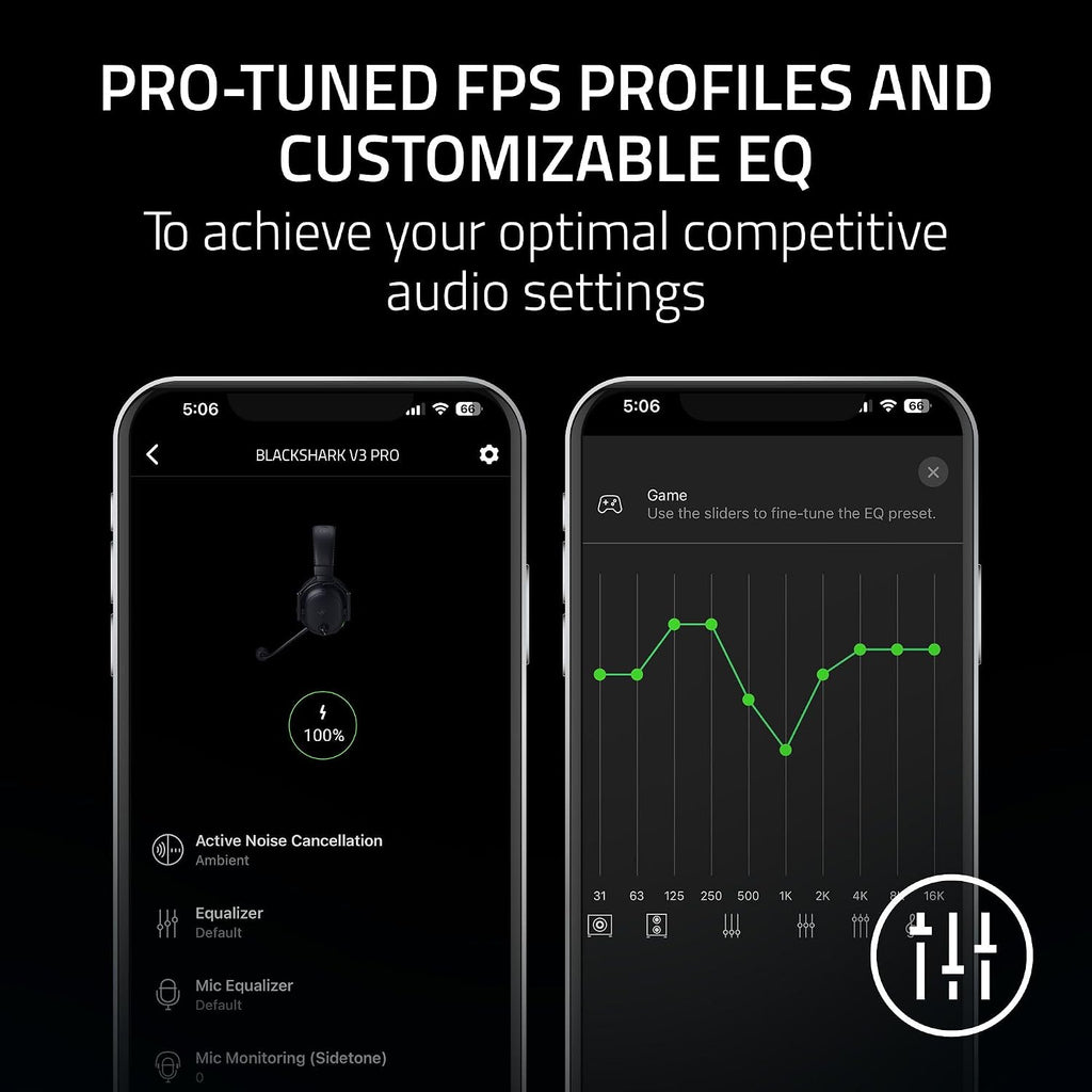 Razer BlackShark V3 Pro Wireless ANC Gaming Headset for PS5: Full Band Mic - 50mm Drivers - 2.4 GHz, Bluetooth, 3.5mm - Works with PC, Mac, Nintendo Switch, Smartphone - Long Battery Life - Black