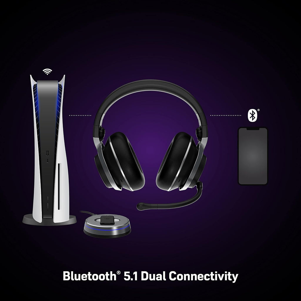 Turtle Beach Stealth Pro Multiplatform Wireless Noise-Cancelling Gaming Headset for PS5, PS4, Playstation, PC, Mac, Switch, & Mobile – 50mm Speakers, Bluetooth, Dual Batteries – Black (Renewed)